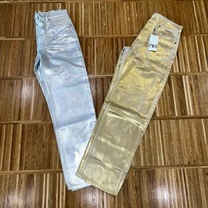 NEW WITH TAGS ZARA THE BOY BOY METALLIC JEAN SOLD OUT COLLECTION PERFECT GOLD
